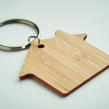Logotrade promotional item picture of: House shaped bamboo key ring Järvenpää